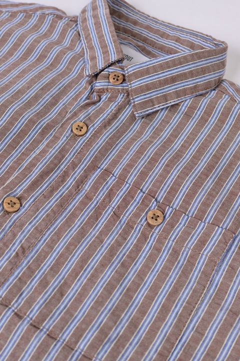 BOYS SEER SUCKER STRIPED SHIRT