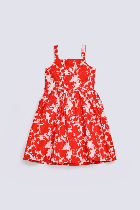 GIRLS PRINTED STRAP DRESS