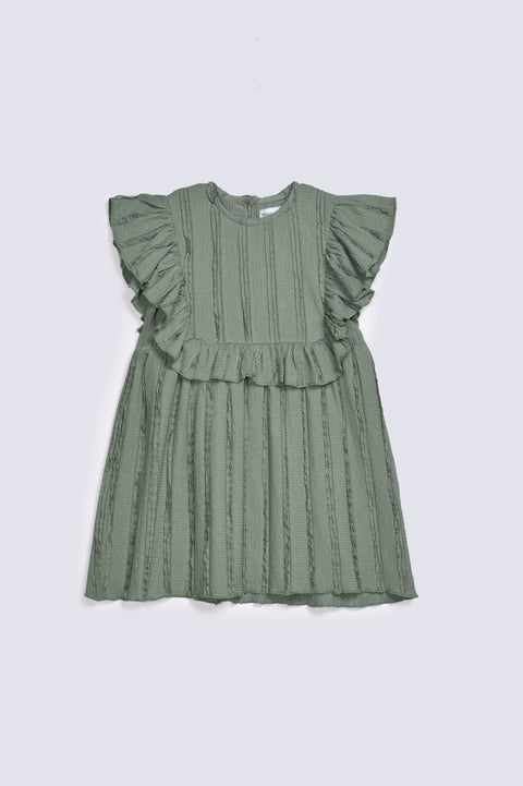 GIRLS FLOWY TEXTURED FABRIC DRESS
