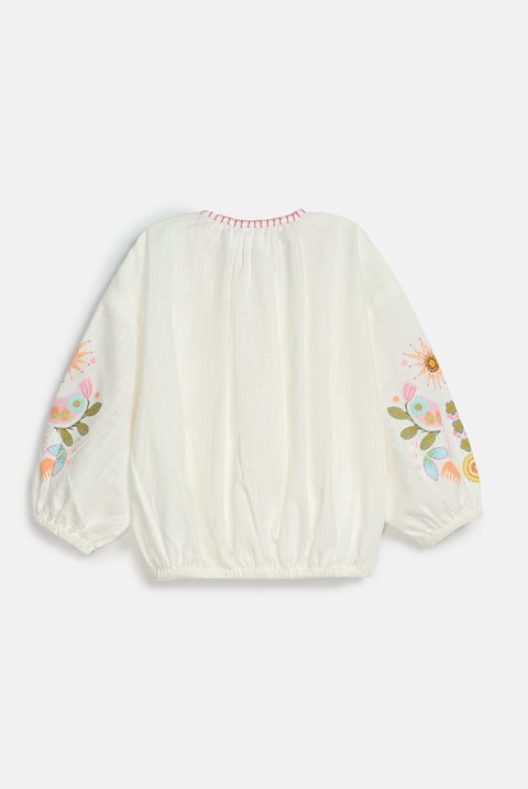 GIRLS EMBELLISHED BUTTON DOWN TOP