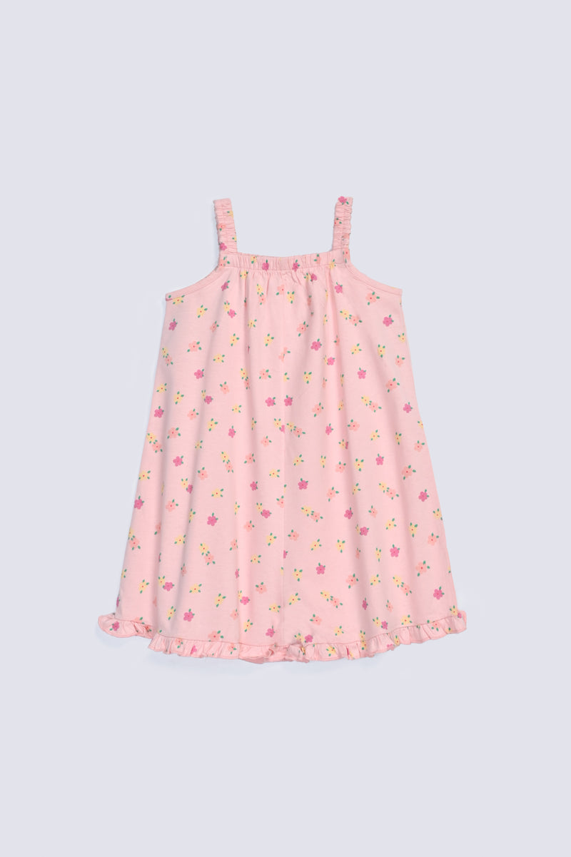 GIRLS FLORAL PRINTED KNIT PLAYSUIT