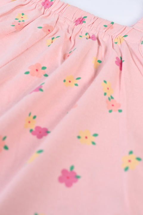 GIRLS FLORAL PRINTED KNIT PLAYSUIT