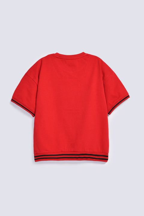 BOYS MICKEY EMBROIDERED RIBBED TEE