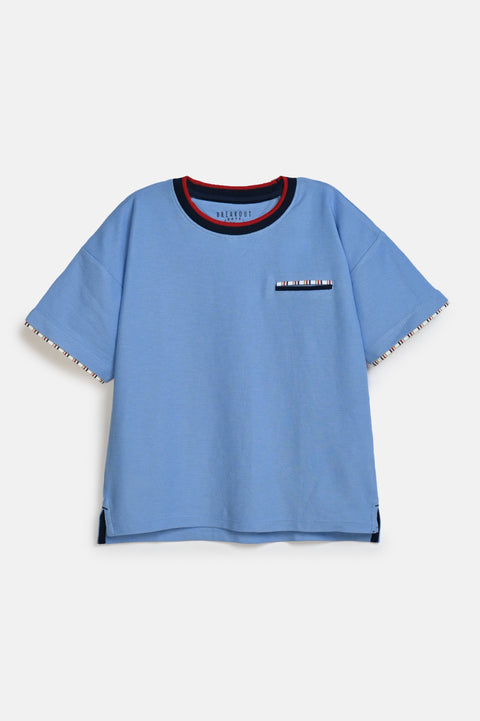 BOYS CONTRAST TRIM PIQUE TEE