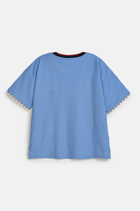 BOYS CONTRAST TRIM PIQUE TEE