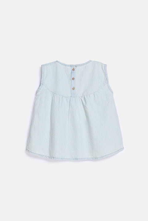 GIRLS DENIM EMBROIDERED TOP