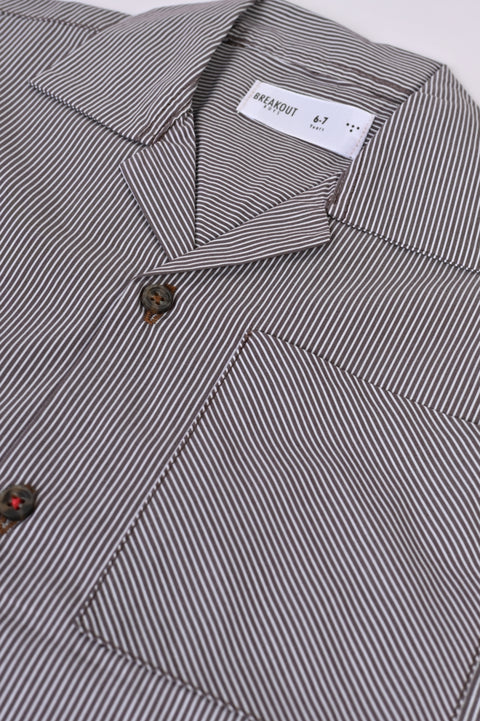 BOYS STRIPED RESORT COLLAR SHIRT