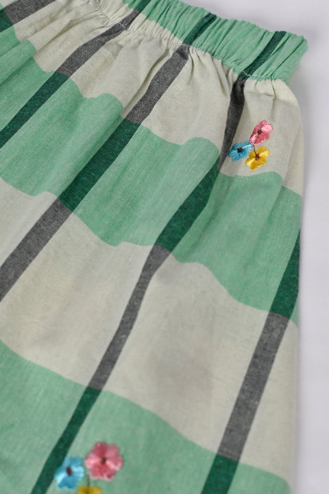 GIRLS EMBROIDERED CHECKERED SKIRT