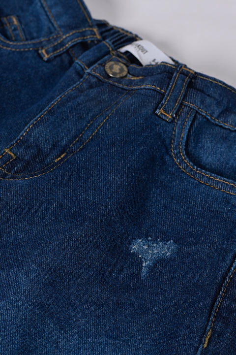 GIRLS MOM FIT RIPPED DENIM